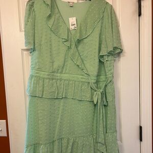Cato Seagram green ruffle dress